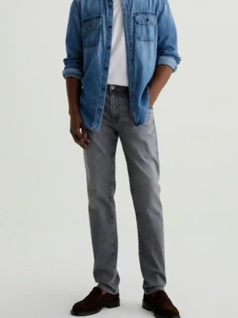 AG Tellis Modern Slim Jeans Mens‎ Size 38 Gray Straight Cotton-Blend Inseam 30